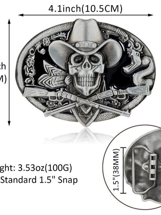 Amazon.com: BBOTEN Ghost Skeleton Skull Belt Buckle for Men  Men\'s Black Ghost Skeleton Skull American Native Western Cowboy Belt Buckle